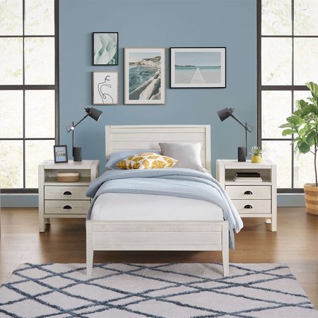 ALATERRE FURNITURE Windsor 3-Piece Set with Panel Twin Bed and 2 Nightstands, White ANWI1131R4